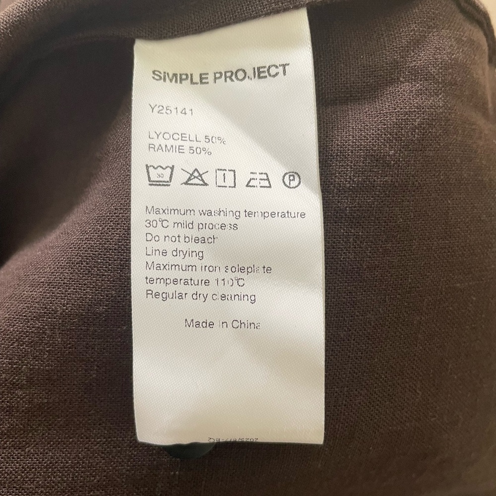 Simple Project Minimalist Oversized Brown Deep V-Neck Blouse shirt S - Picture 10 of 11